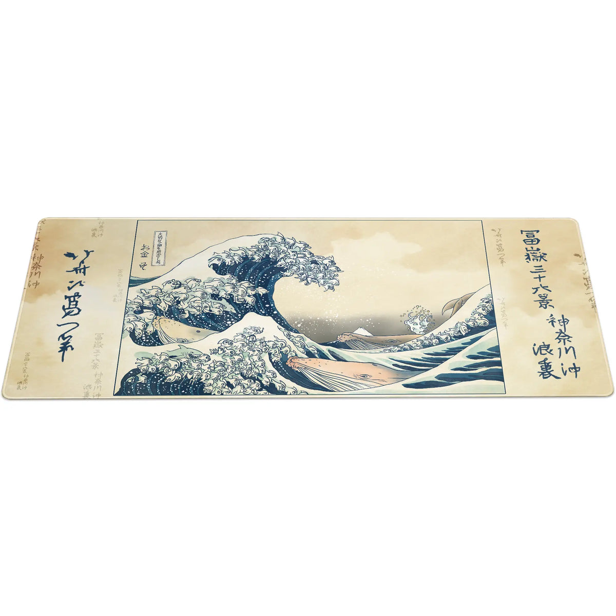 Large Arcaloot gaming mousepad featuring a fishy twist on the famous Kanagawa Wave. Kanagawa Fish Wave.