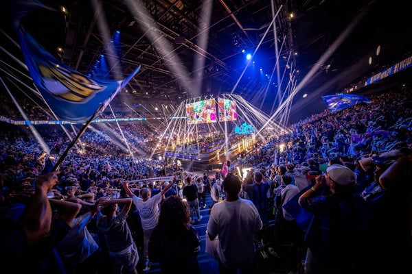 Crowds gather in the arena to watch fortnite Fortnite Global Championships (FNCS) in Lyon, France.
