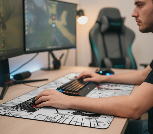 Egonomic Gaming Setup with ArcaLoot Mousepad for Health and Performance