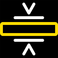 Icon with a yellow bar and white arrows on a black background