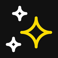 Yellow and white star-like shapes on a black background