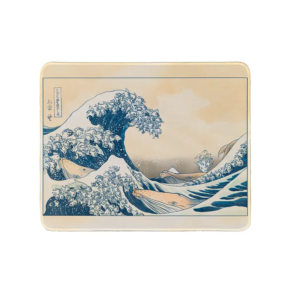Small Arcaloot gaming mousepad featuring a fishy twist on the famous Kanagawa Wave. Kanagawa Fish Wave.