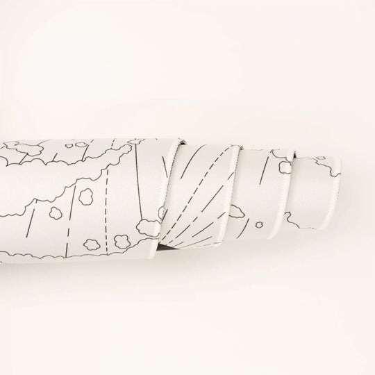 ArcaLoot Gaming Mousepad curled to show premium stitched edges - Bare Boned Expedition