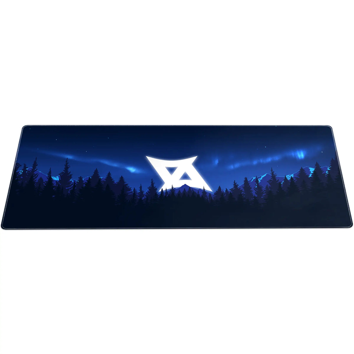Large ArcaLoot gaming mousepad featuring AussieAntics logo and blue mountains. AussieAntics Alpine Aurora. 