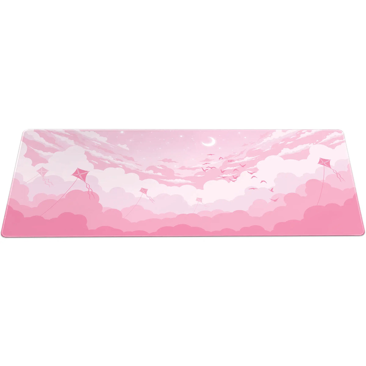 Large ArcaLoot gaming mousepad with pink sky and clouds design. Pink Dreams.
