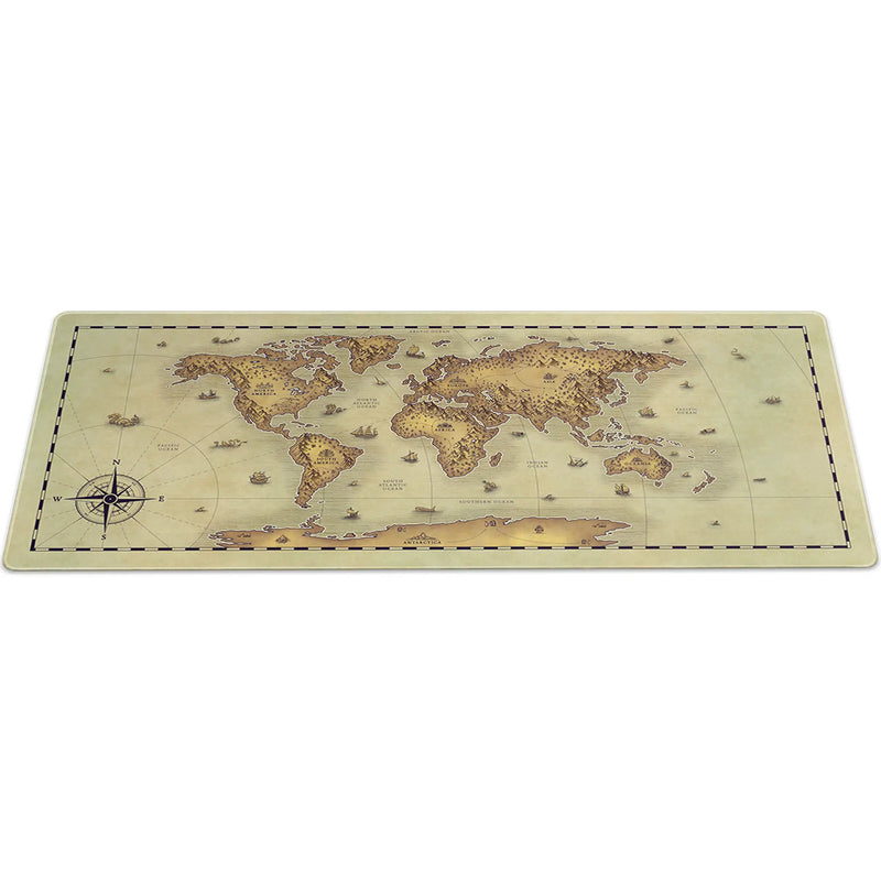 Large Arcaloot gaming mousepad featuring a world map design. Unchartered Earth. Fantasy Map.