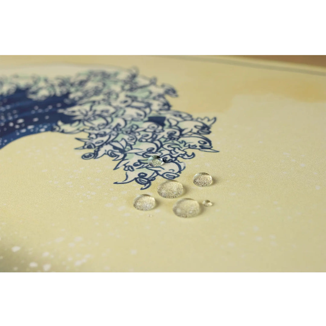 Clear water droplets on ArcaLoot Kanagawa Fish Wave design. Kanagawa Fish Wave.